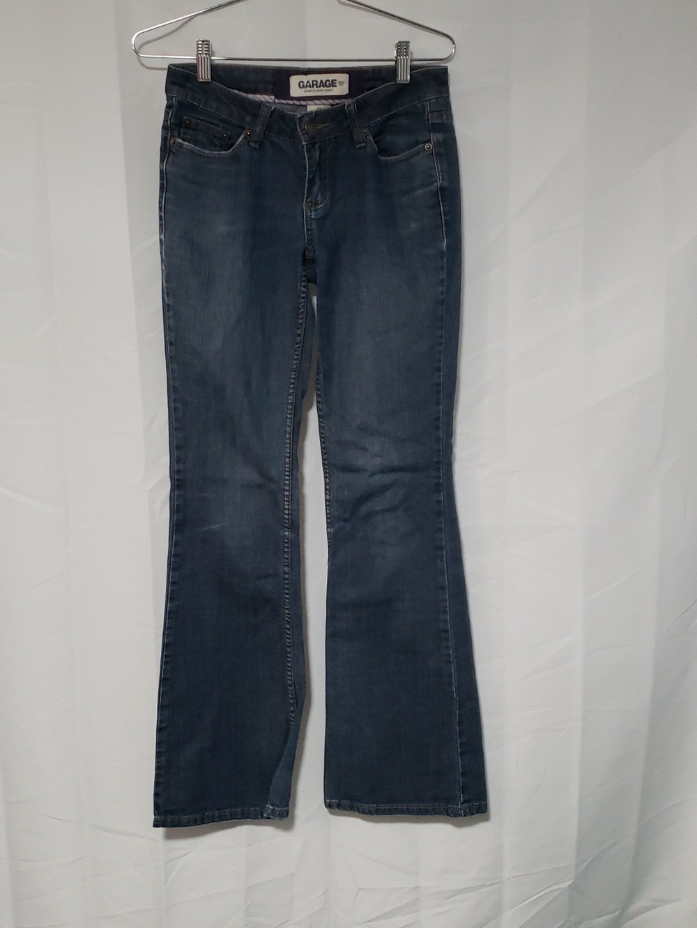 Garage Women's Med/ Dark Wash Blue Flare Jeans Size 27 Low Rise